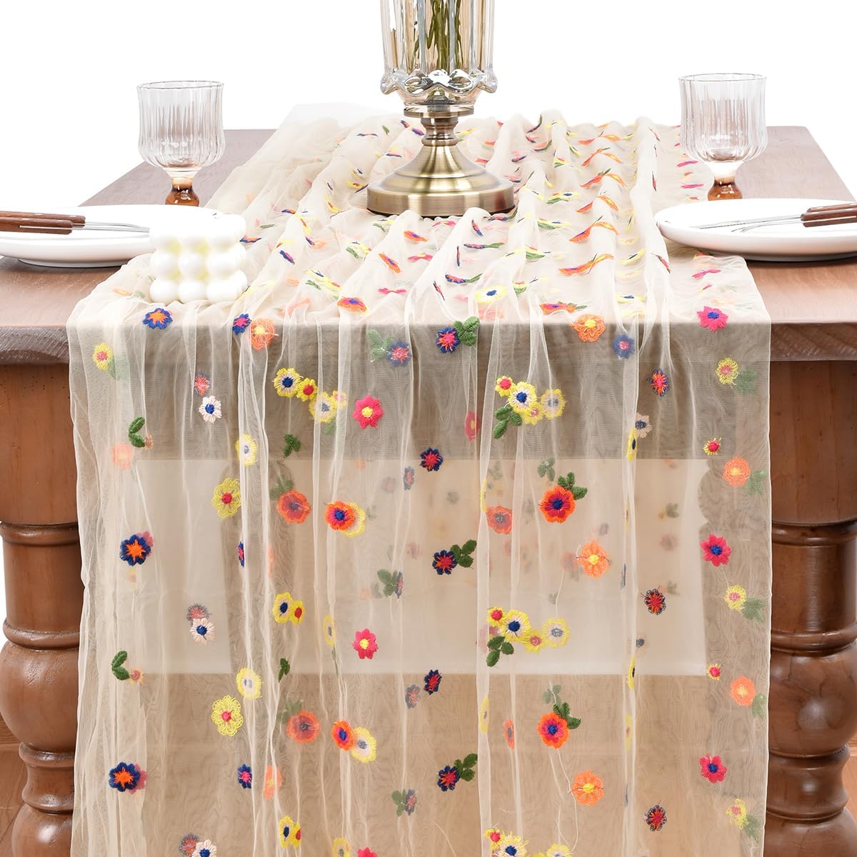 Embroidery Xmas - Champagne Embroidery Daisy Spring Summer Table