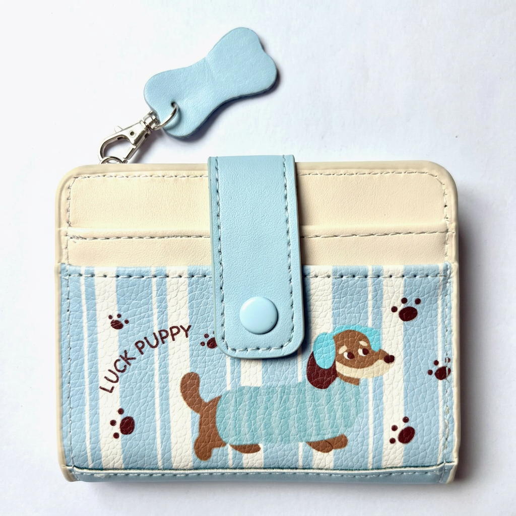 Embroidery Wallet - Korean Style Dachshund Embroidery Short Wallet