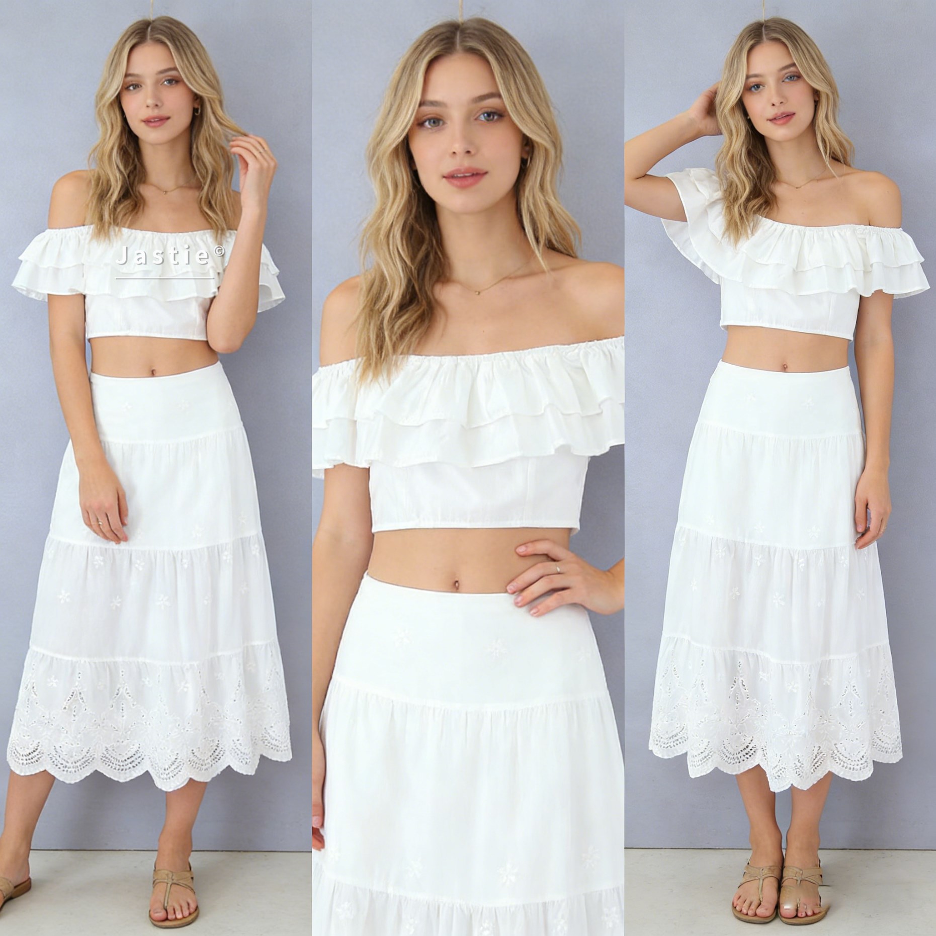 Embroidery Eyelet - French White 2 Piece Set Women