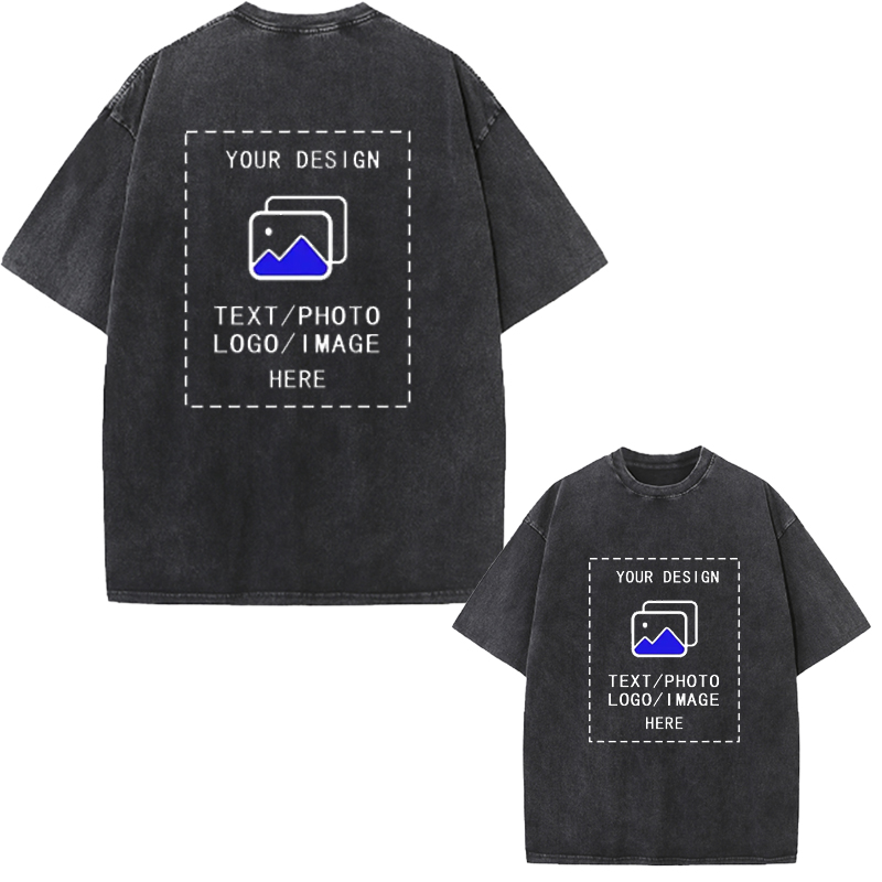Embroidery Logo - Men's Customized T-Shirt 100% Cotton Washed