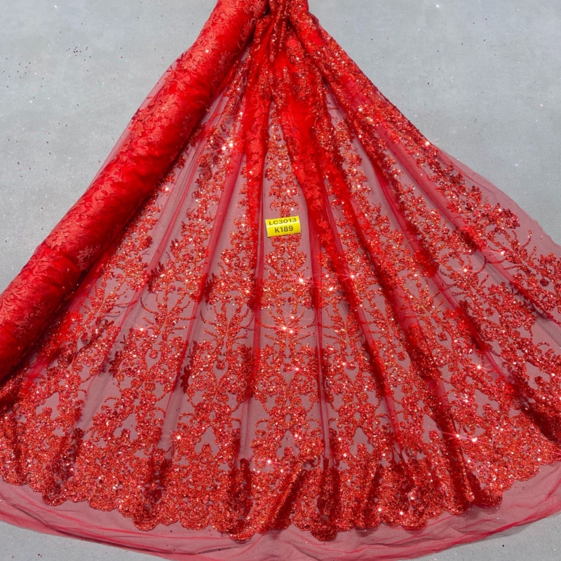 Embroidery Net Fabric - Red Hot Sale Fadhion Africa Glitter