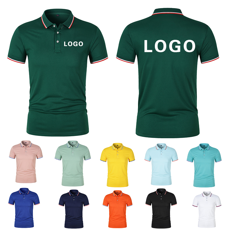 Embroidery Logo - Summer Men Women Lapel Short Sleeve