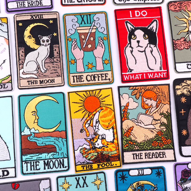 Embroidery Viewer - Tarot Cards Patch Reader/Cat/Moon/Coffee Embroidery Applique