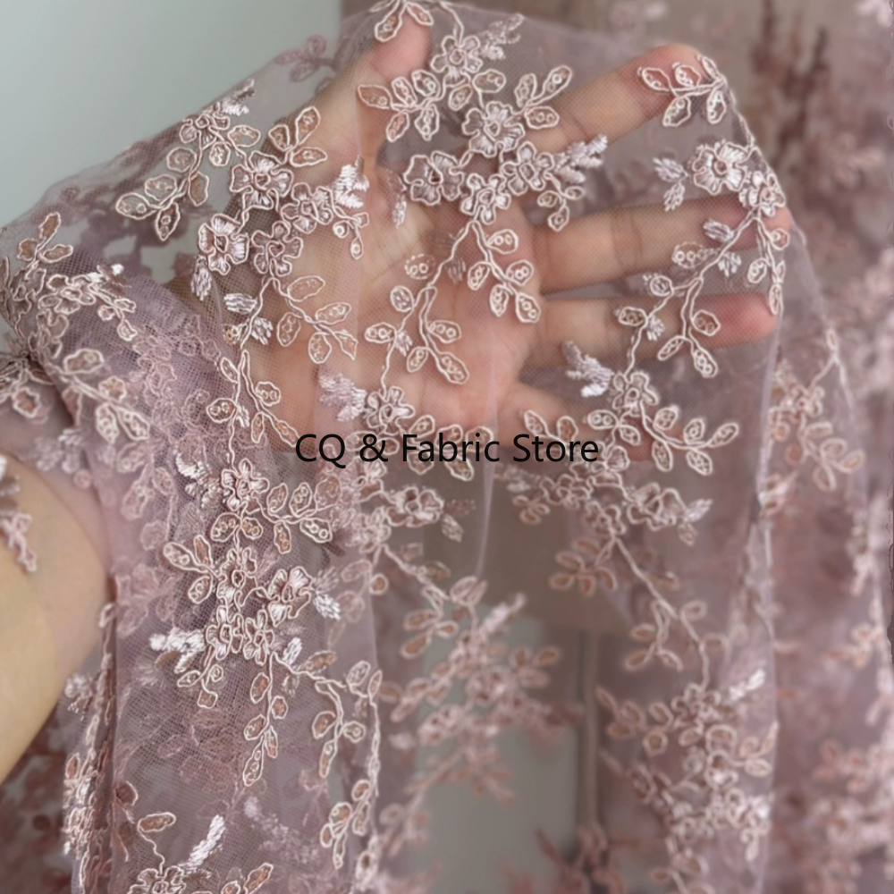 Embroidery Web - Exquisite 3D Embroidered Mesh Lace Fabric