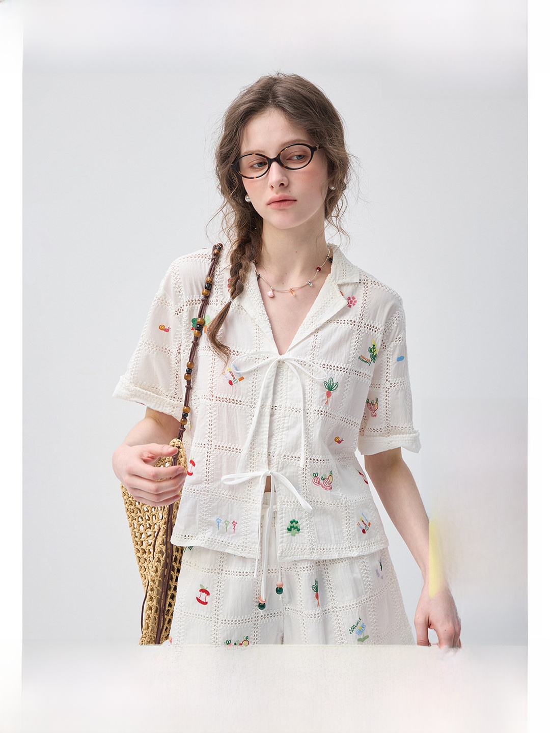 Embroidery Cotton Shirt - Vega Chang Pure Cotton Shirt Set