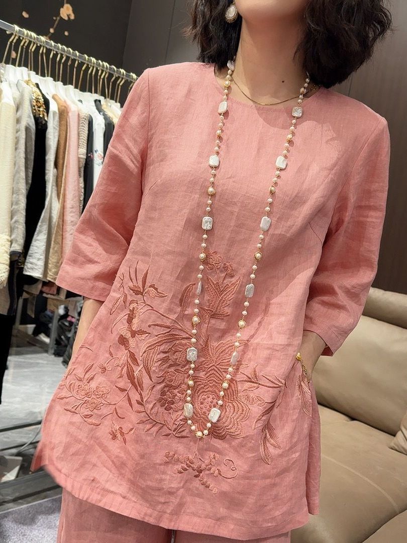 Embroidery Cotton Shirt - High-End Lightweight Cotton Linen Shirt Wide