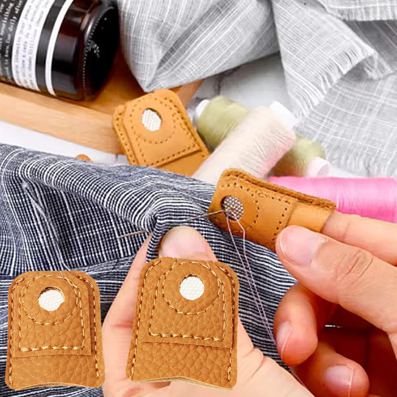 Embroidery Quilt Cover - Needlework Finger Cover Tip Leather Coin