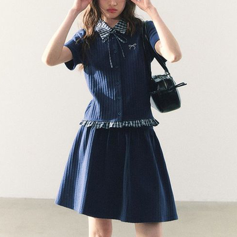 Summer Knitted Preppy Style Tw - Embroidery Cotton Shirt 리뷰 및 가격