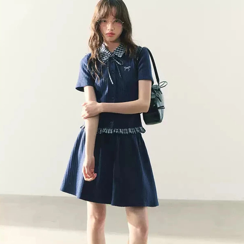 Summer Knitted Preppy Style Tw - Embroidery Cotton Shirt 리뷰 및 가격