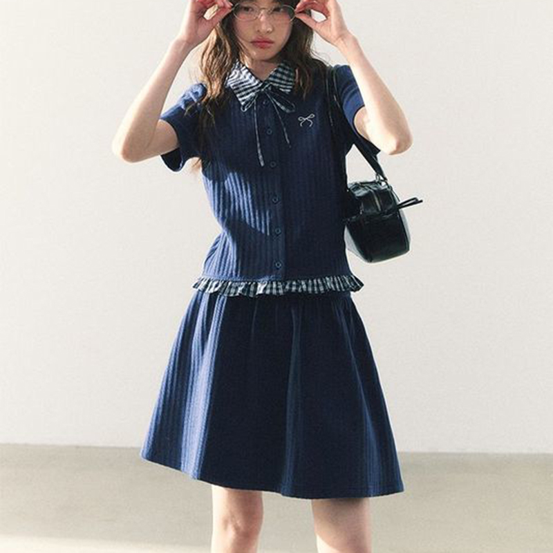 Summer Knitted Preppy Style Tw - Embroidery Cotton Shirt 리뷰 및 가격