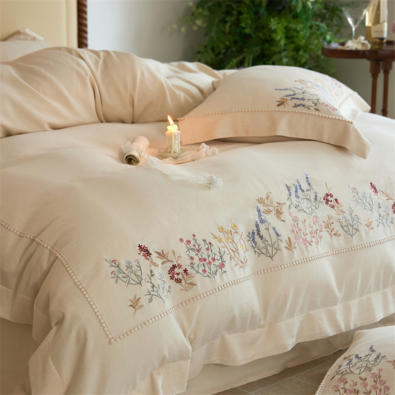 Natural Cotton Linen Vintage F - Embroidery Quilt Cover 리뷰 및 가격