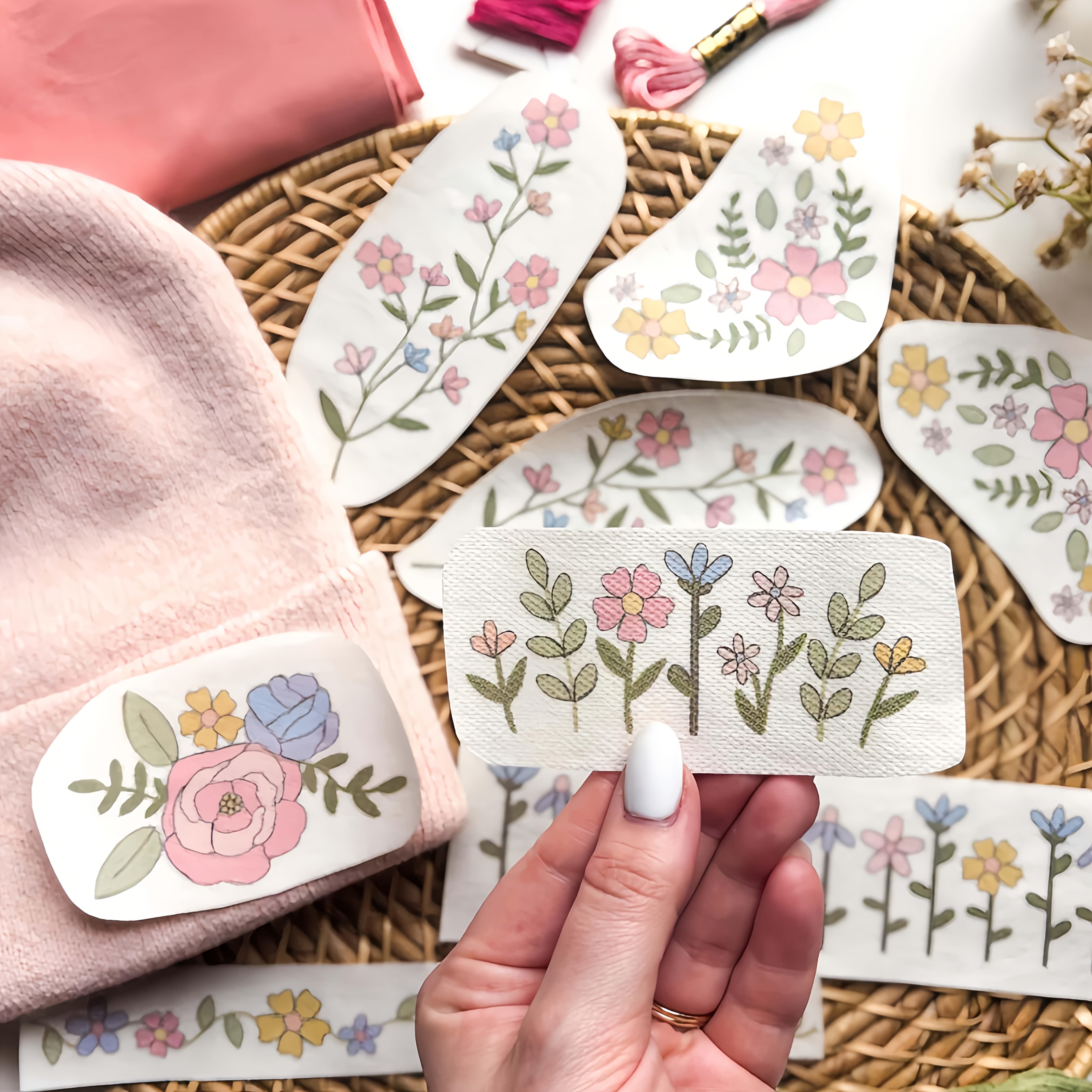 1 Set of 8pcs Colorful Graphic - Embroidery Web 리뷰 및 가격