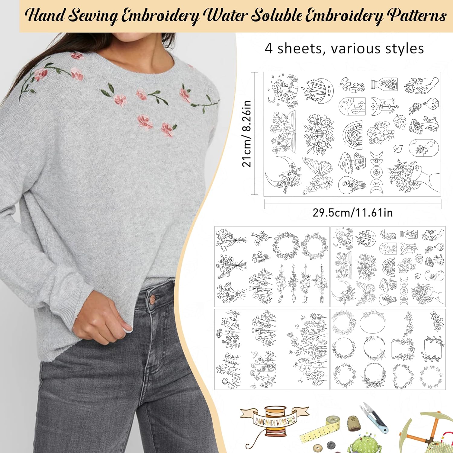 4 Sheets Water Soluble Stabili - Embroidery Web 리뷰 및 가격