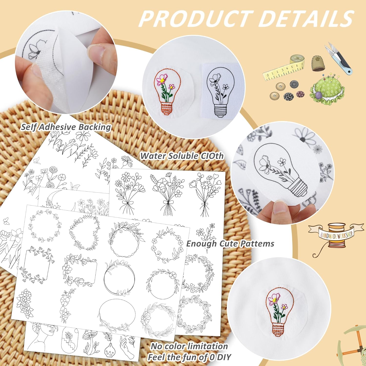 4 Sheets Water Soluble Stabili - Embroidery Web 리뷰 및 가격