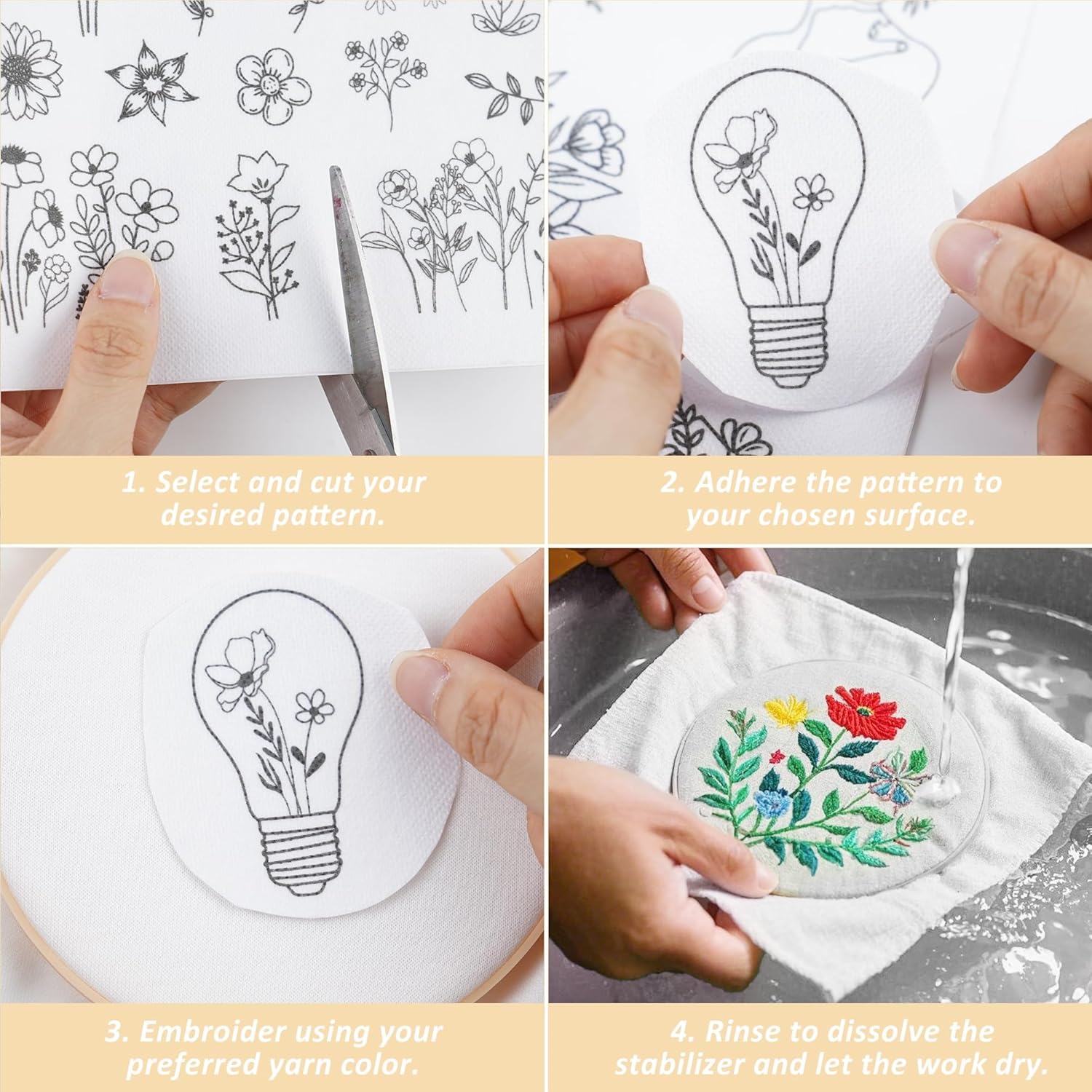 4 Sheets Water Soluble Stabili - Embroidery Web 리뷰 및 가격