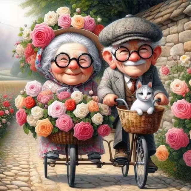 Cartoon Happy Old Couple 5D Fu - Embroidery Handicraft 리뷰 및 가격