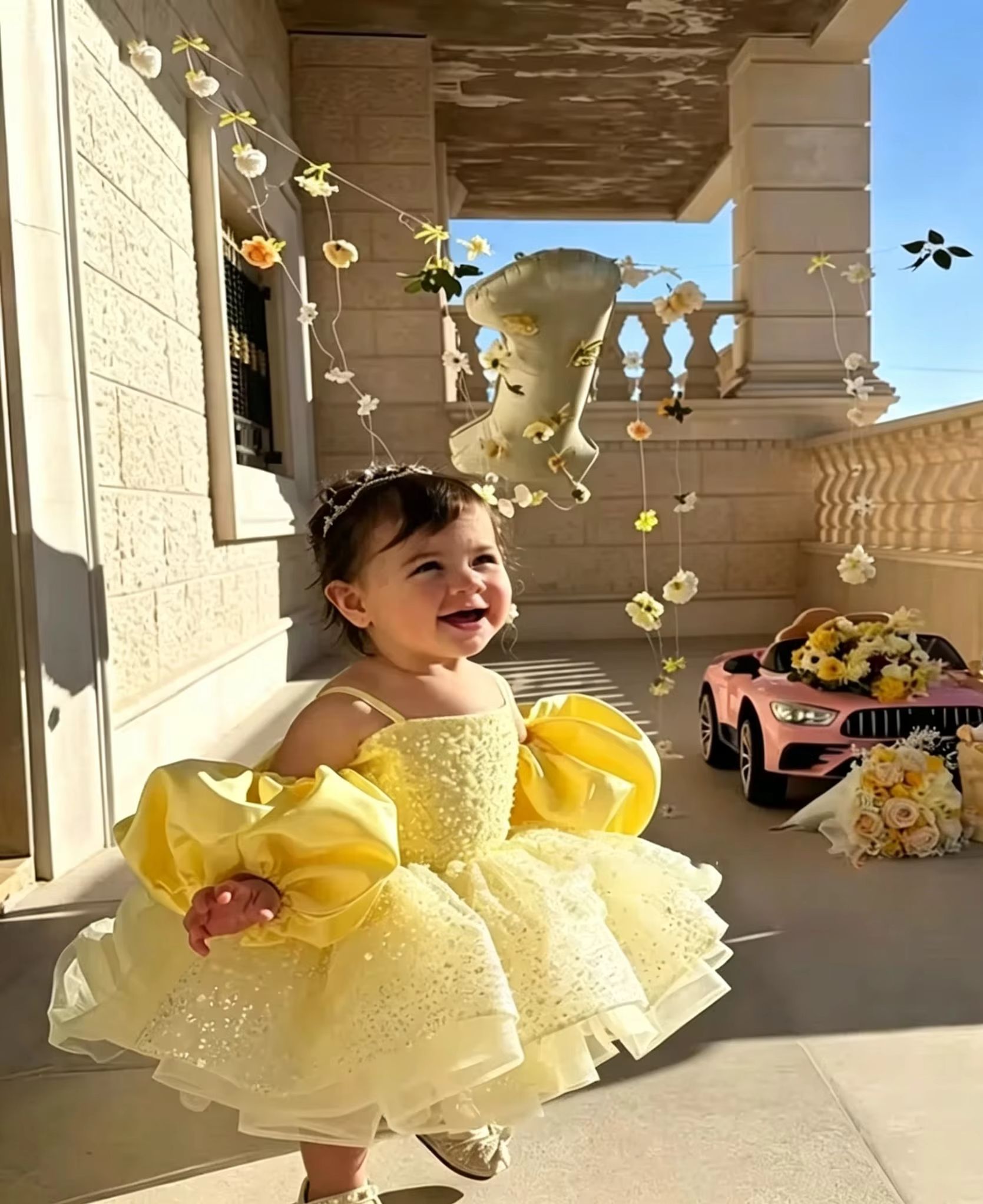 Cute Yellow Flower Girl Dresse - Embroidery Yellow Flower 리뷰 및 가격