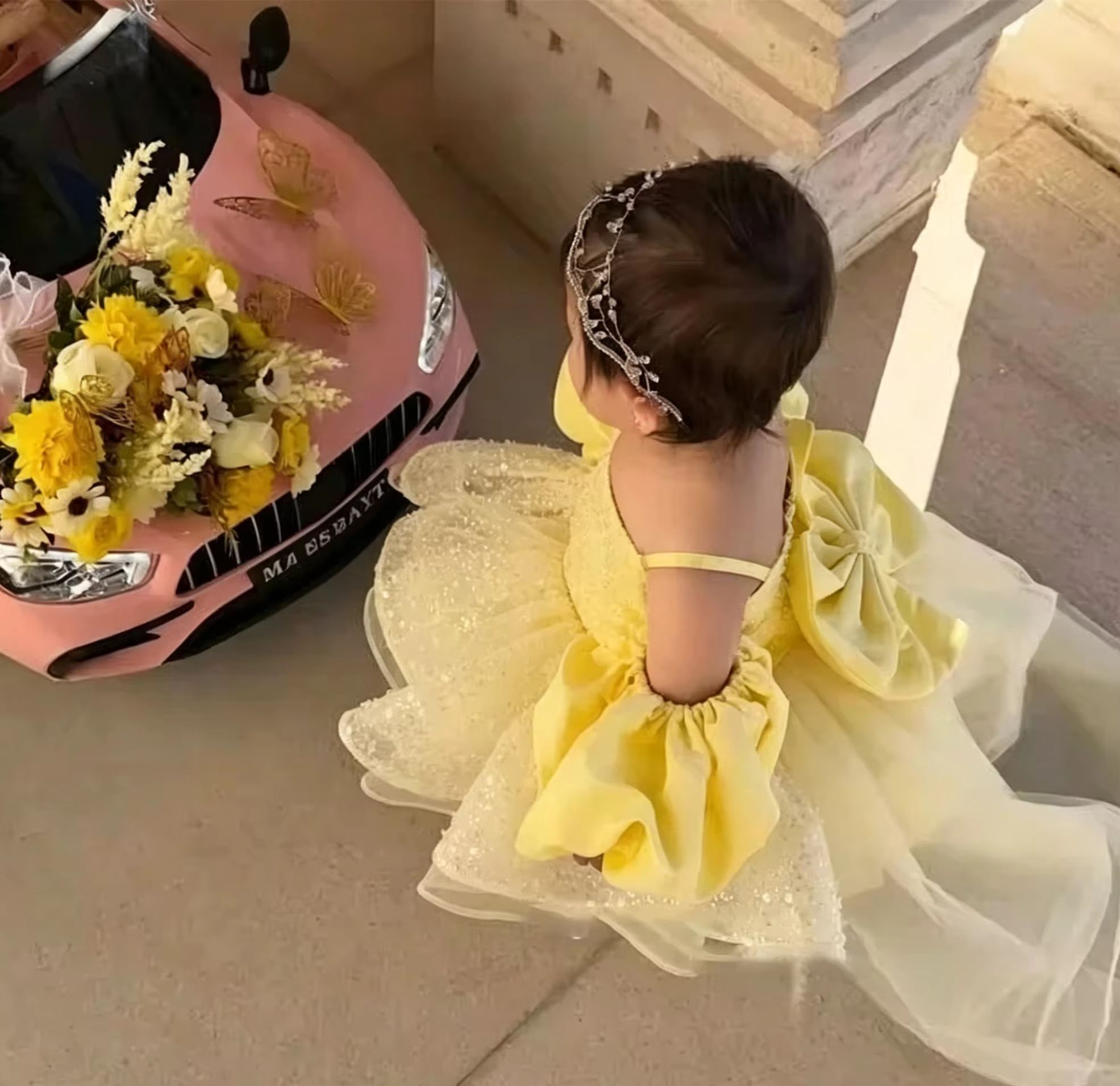 Cute Yellow Flower Girl Dresse - Embroidery Yellow Flower 리뷰 및 가격