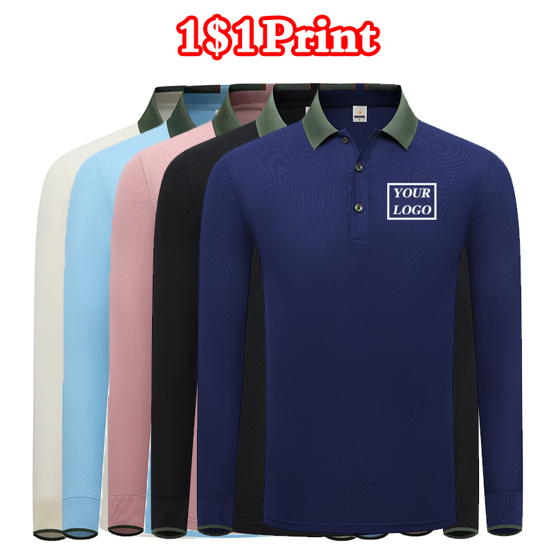 Long sleeved polo shirt with c - Embroidery Logo 리뷰 및 가격