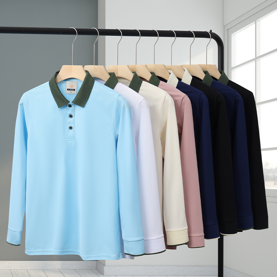Long sleeved polo shirt with c - Embroidery Logo 리뷰 및 가격