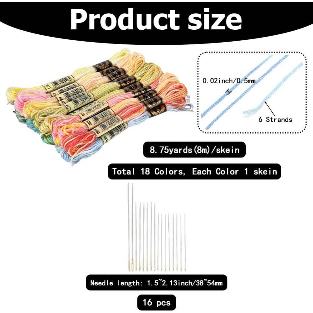 18 Skeins 6-Ply Polyester Embr - Embroidery Handicraft 리뷰 및 가격