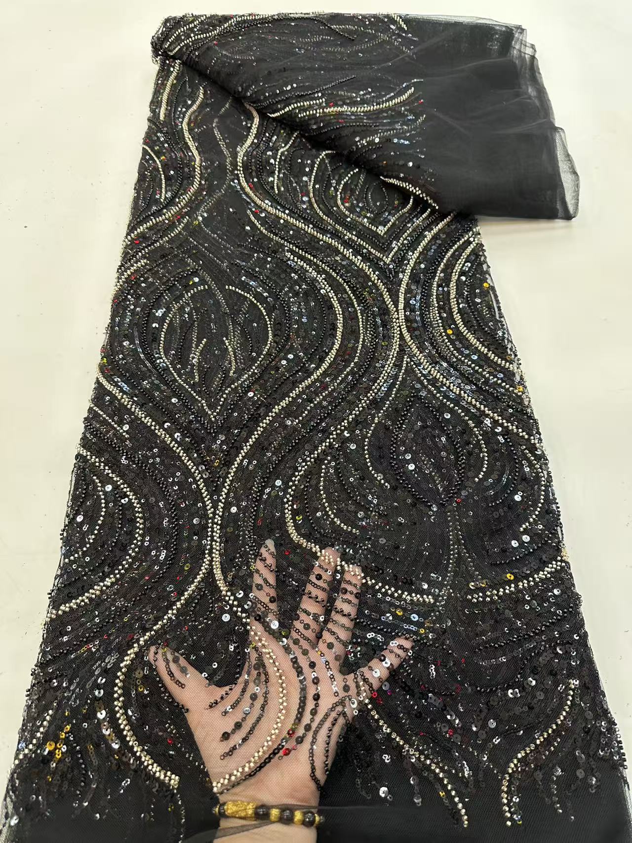 Luxury Red African Beaded Mesh - Embroidery Net Fabric 리뷰 및 가격