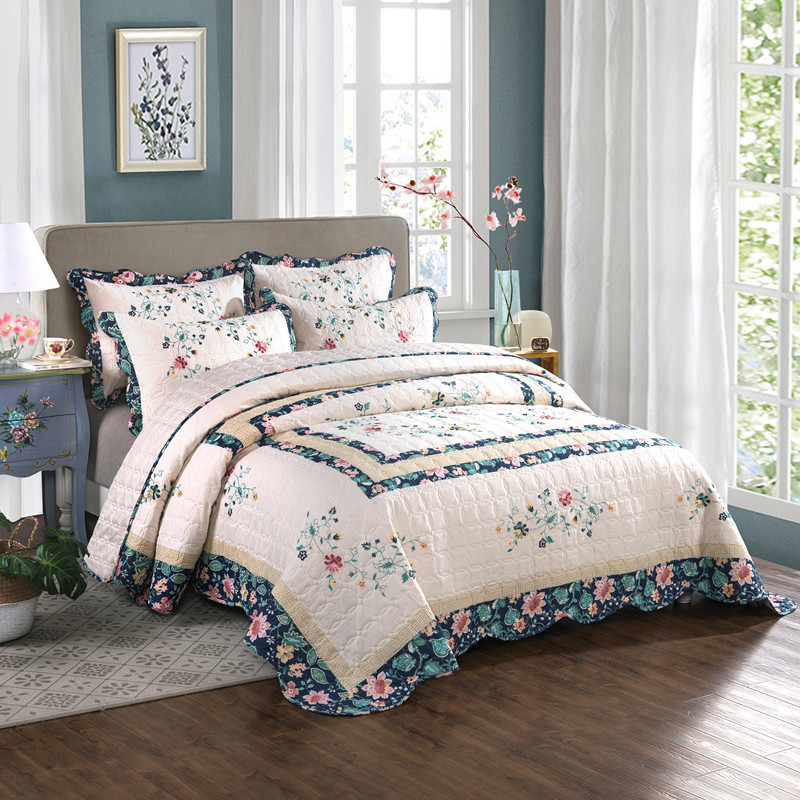 Floral Cotton Quilt Set, Quilt - Embroidery Quilt Cover 리뷰 및 가격