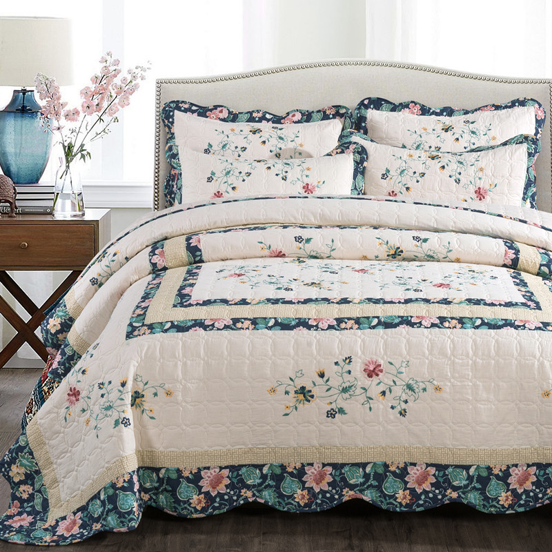Floral Cotton Quilt Set, Quilt - Embroidery Quilt Cover 리뷰 및 가격