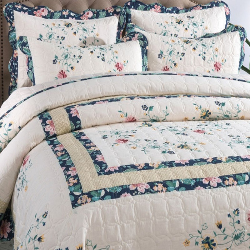 Floral Cotton Quilt Set, Quilt - Embroidery Quilt Cover 리뷰 및 가격