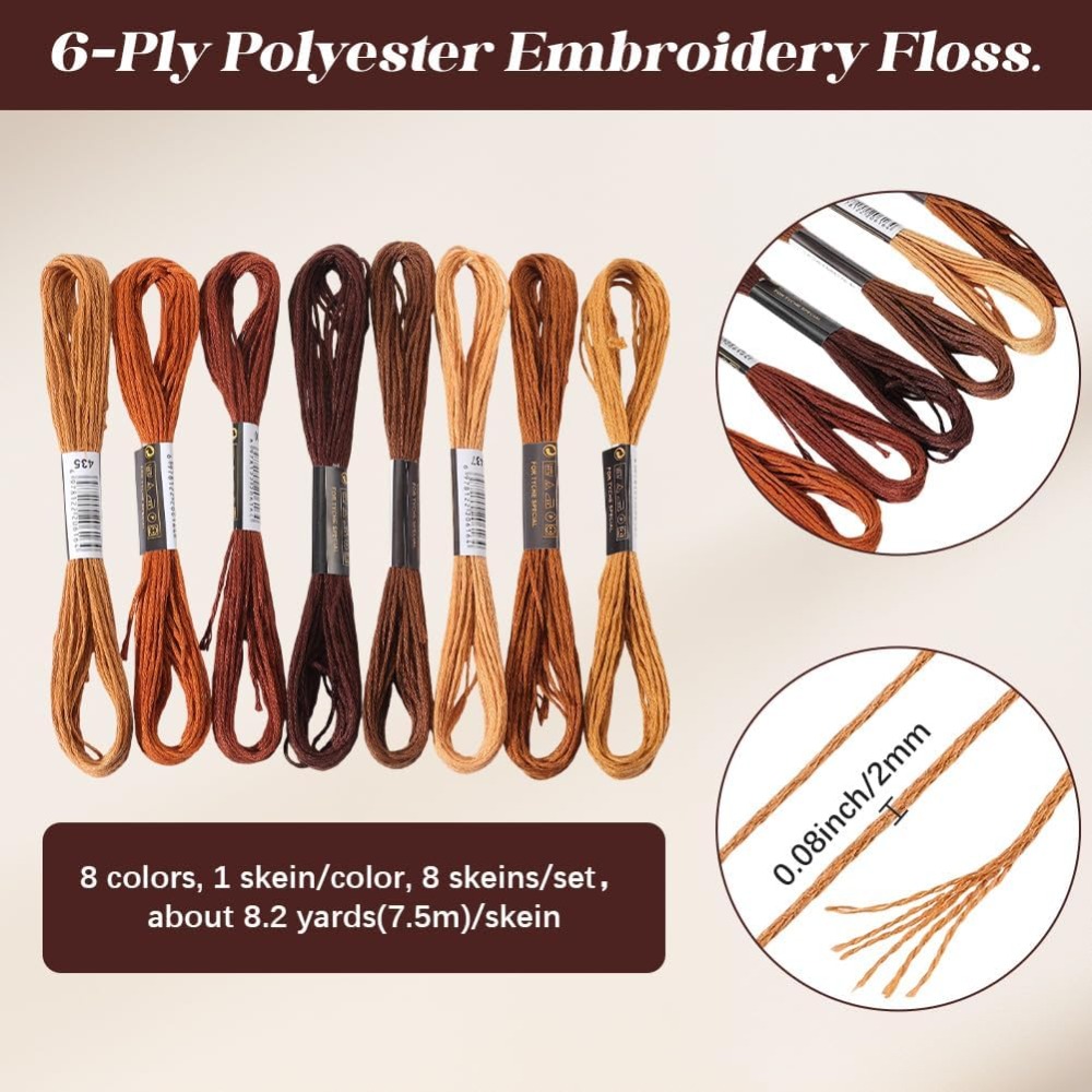 8 Skeins 6 Strands Brown Embro - Embroidery Handicraft 리뷰 및 가격