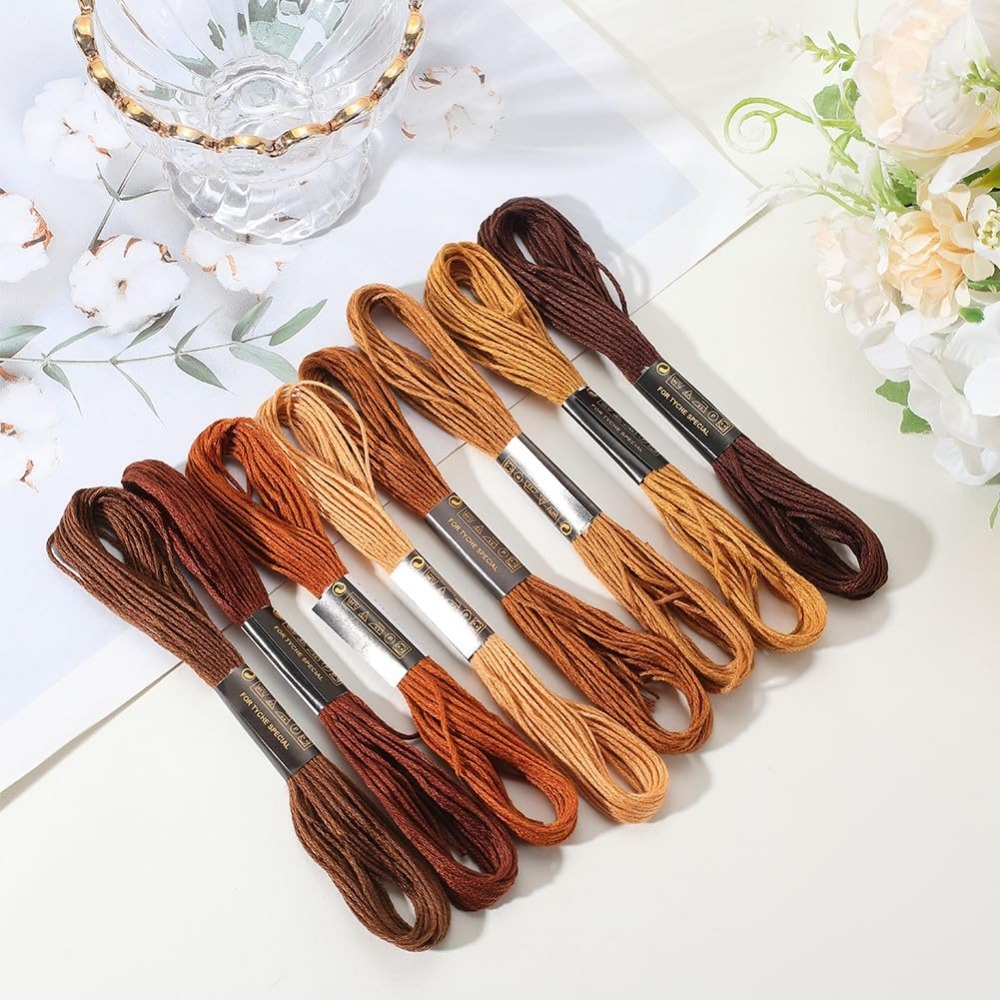 8 Skeins 6 Strands Brown Embro - Embroidery Handicraft 리뷰 및 가격