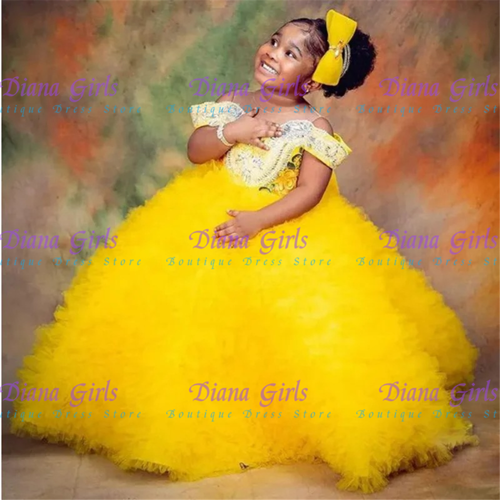 Lovely Yellow Flower Girls Dre - Embroidery Yellow Flower 리뷰 및 가격