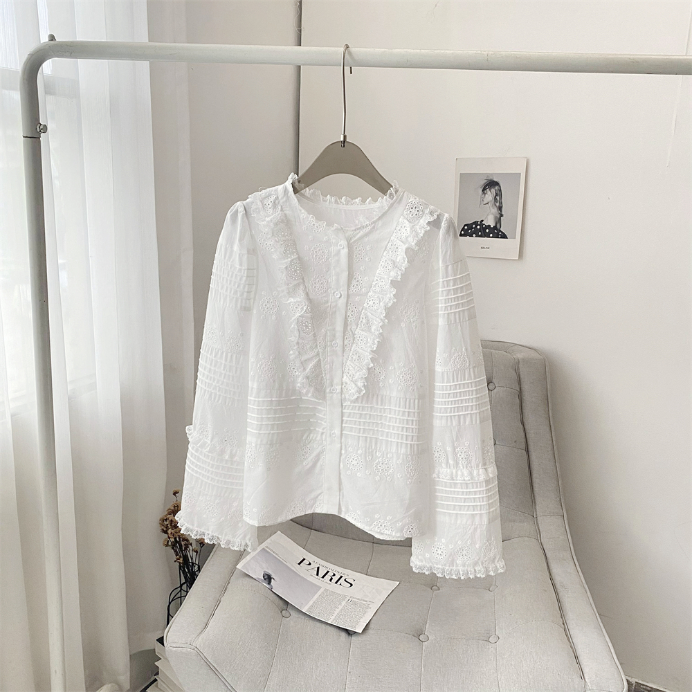 White Eyelet Lace Blouse Women - Embroidery Eyelet 리뷰 및 가격