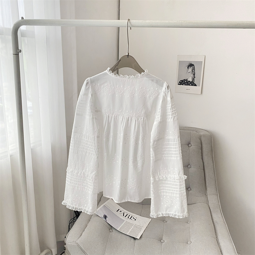 White Eyelet Lace Blouse Women - Embroidery Eyelet 리뷰 및 가격
