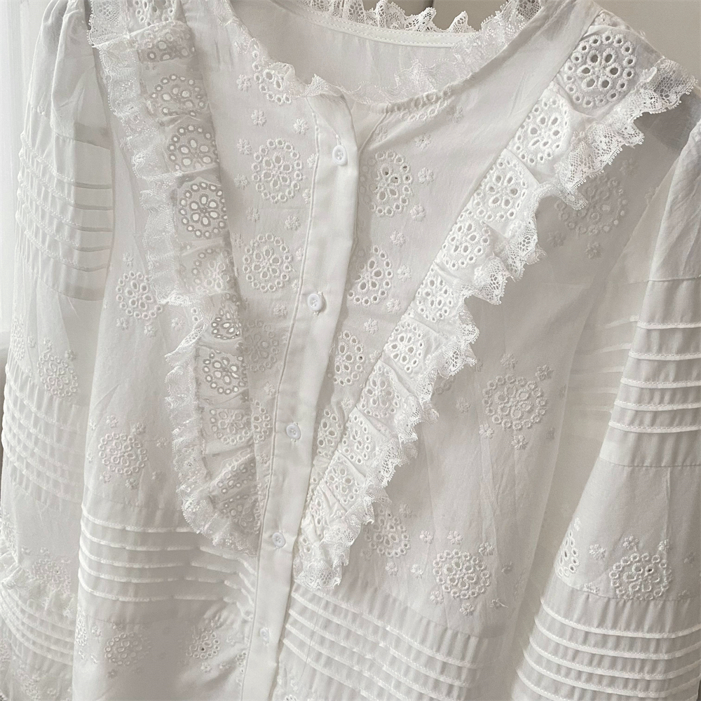 White Eyelet Lace Blouse Women - Embroidery Eyelet 리뷰 및 가격