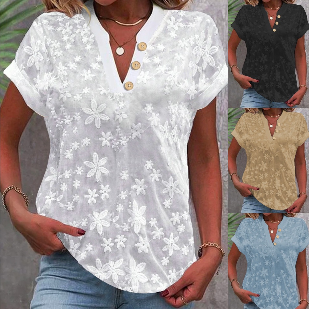 Cropped Shirt White Lace Blous - Embroidery Eyelet 리뷰 및 가격