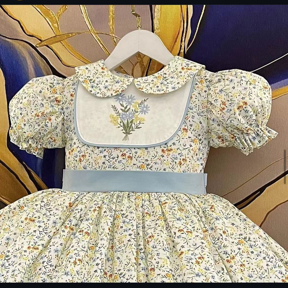 0-12Y Baby Girl Summer Flower  - Embroidery Yellow Flower 리뷰 및 가격