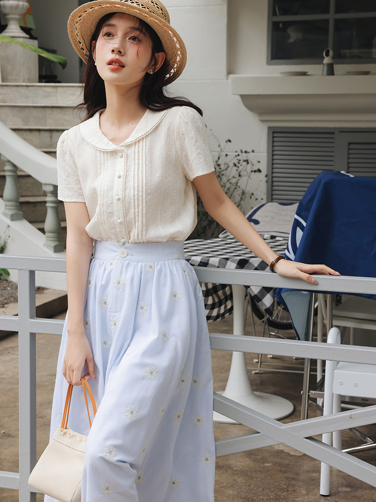 Vintage White Shirt Floral Emb - Embroidery Cotton Shirt 리뷰 및 가격