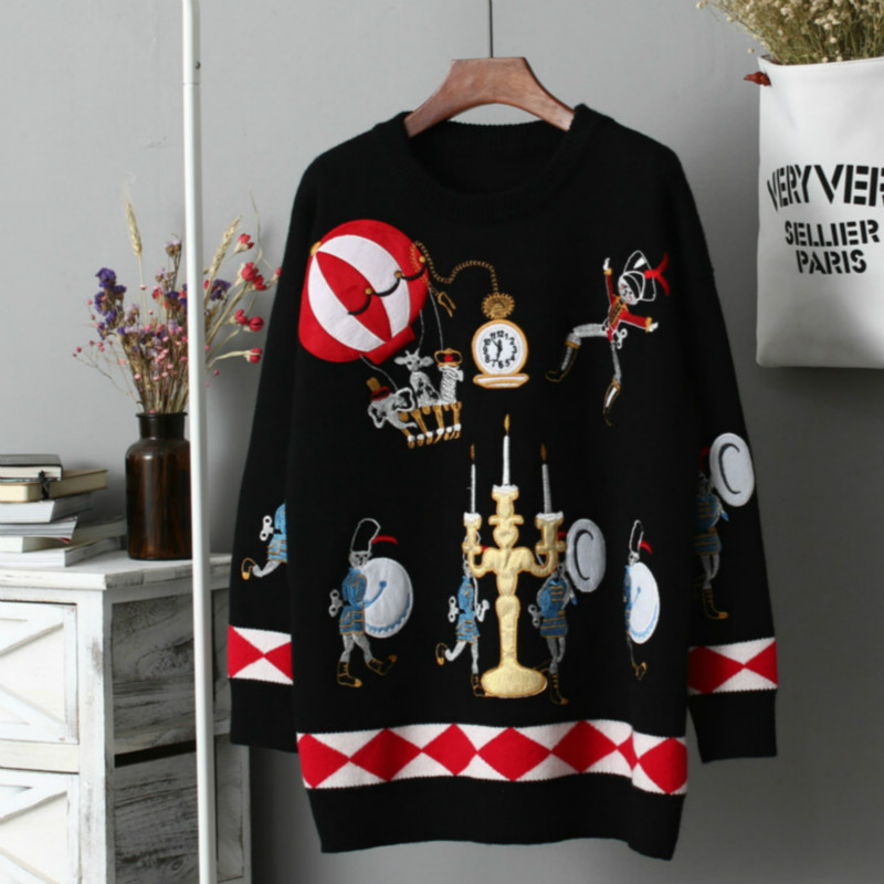 Winter Runway Sweater Women Lu - Embroidery Xmas 리뷰 및 가격