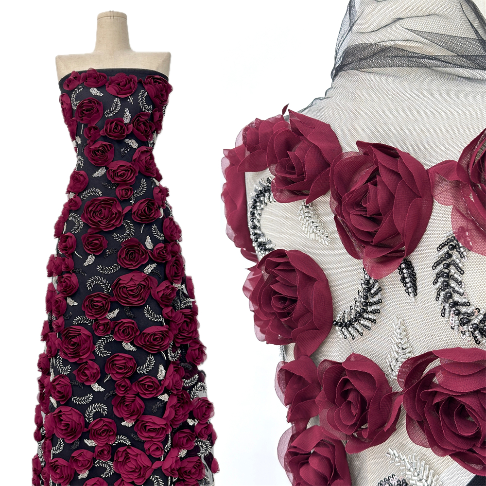High quality,Beads With 3D Flo - Embroidery Net Fabric 리뷰 및 가격