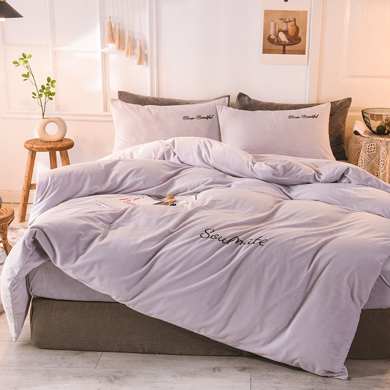 Coral Fleece Duvet Cover Winte - Embroidery Quilt Cover 리뷰 및 가격