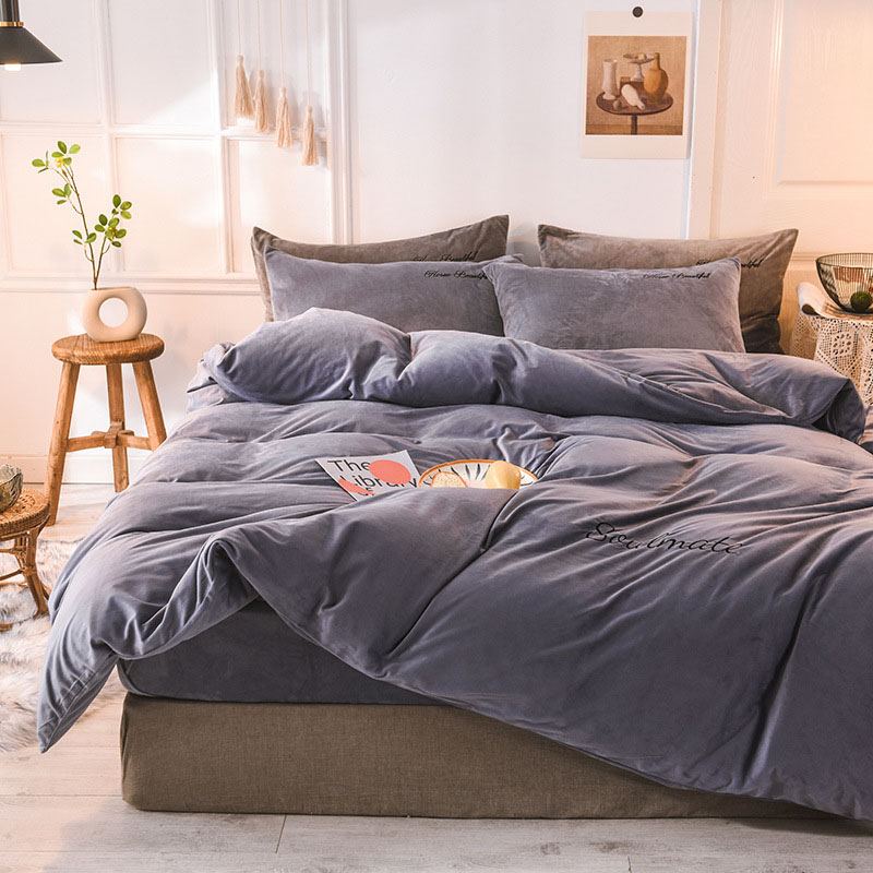 Coral Fleece Duvet Cover Winte - Embroidery Quilt Cover 리뷰 및 가격