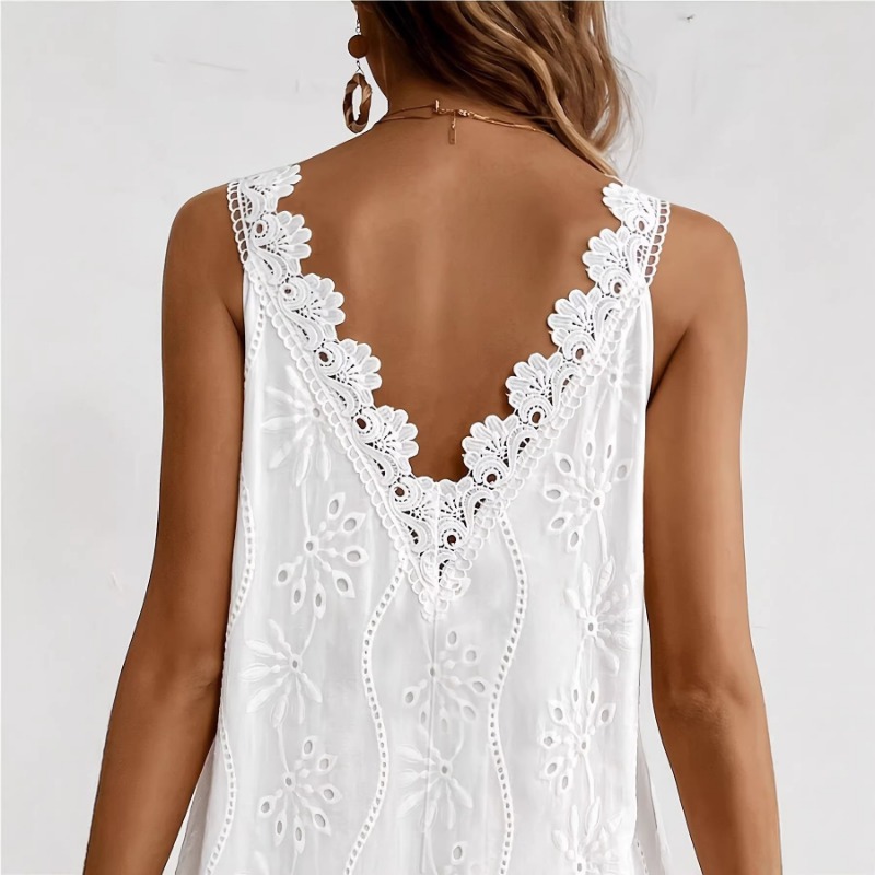 Women's White V Neck Eyelet Em - Embroidery Eyelet 리뷰 및 가격