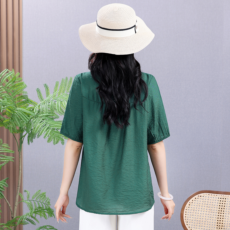 Summer Elastic Tee Shirt Solid - Embroidery Cotton Shirt 리뷰 및 가격