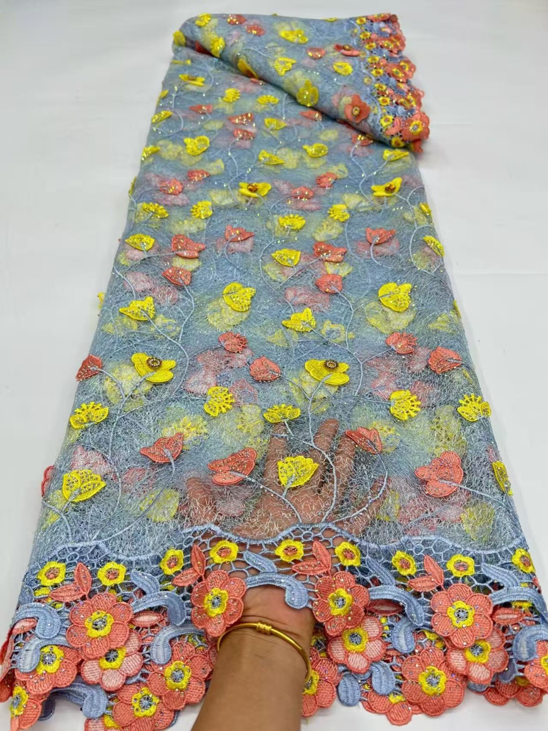 Luxury 5Yards African Lace Fab - Embroidery Net Fabric 리뷰 및 가격