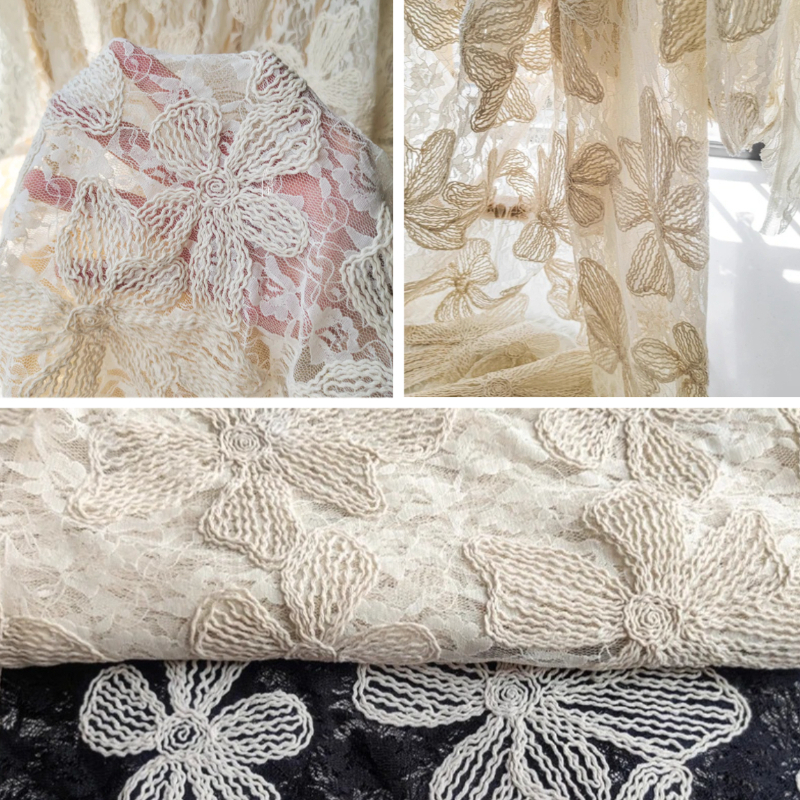 Cotton Thread Lace Jacquard Th - Embroidery Net Fabric 리뷰 및 가격