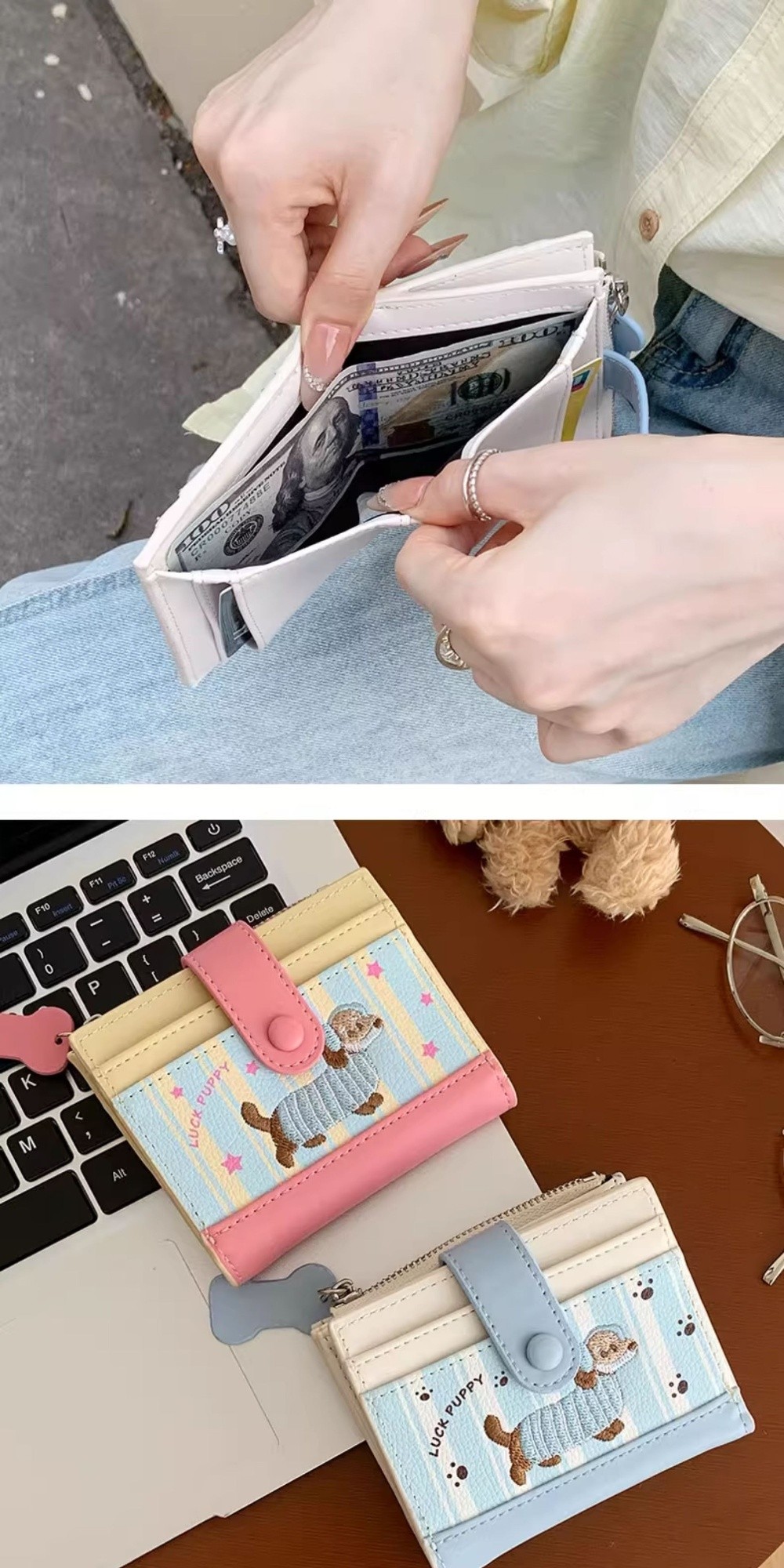 Korean Style Dachshund Embroid - Embroidery Wallet 리뷰 및 가격
