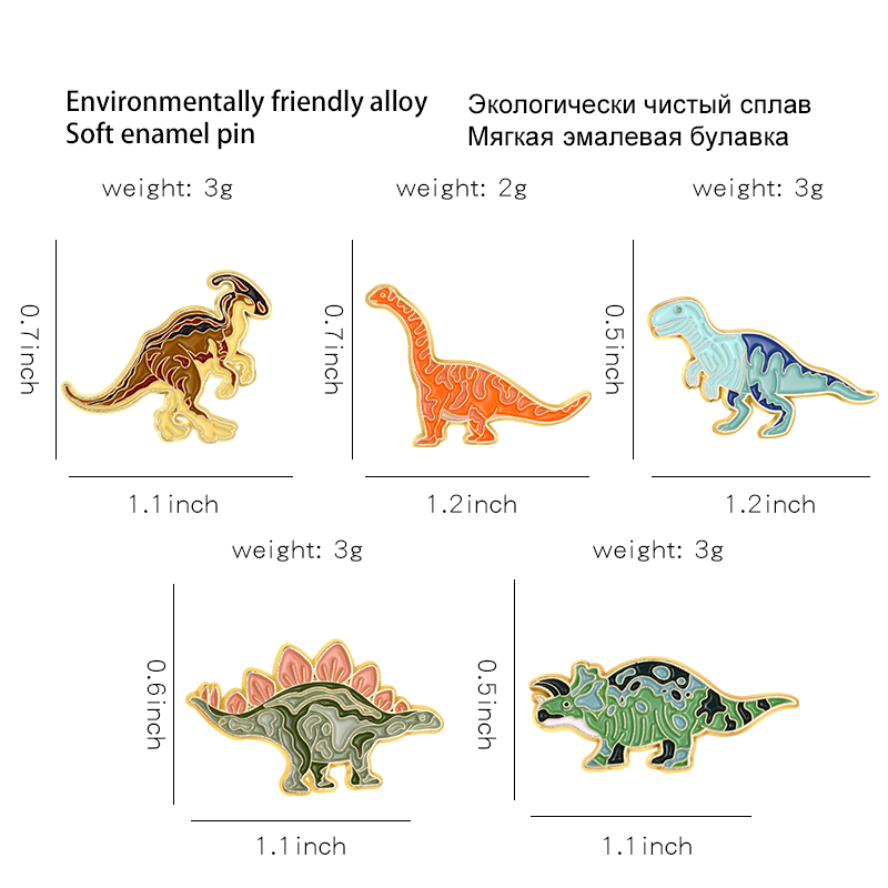 Colorful Dino Enamel Pins Cust - Embroidery Logo 리뷰 및 가격