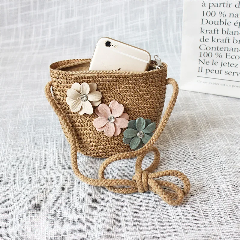 Summer Children's Straw Woven  - Embroidery Wallet 리뷰 및 가격
