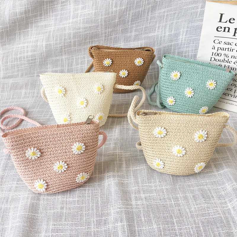 Summer Children's Straw Woven  - Embroidery Wallet 리뷰 및 가격
